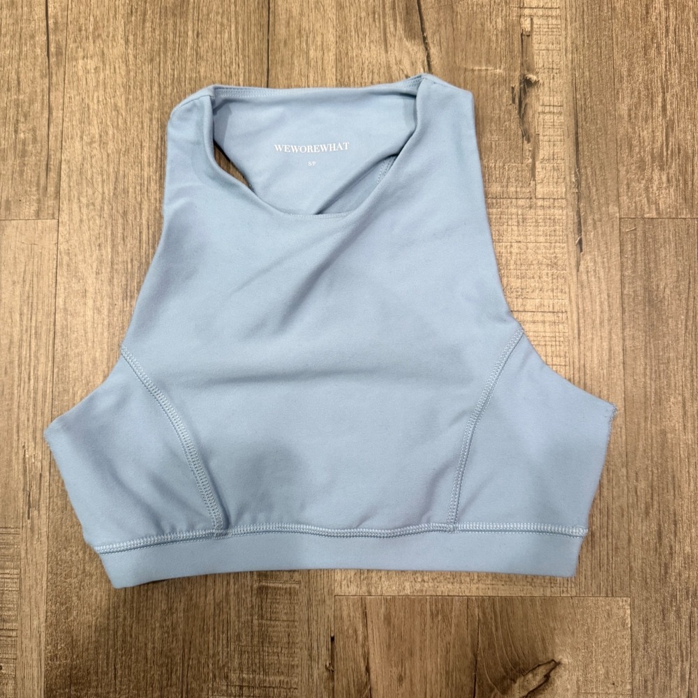 WeWoreWhat Womens High‎ Neck Racerback Sports Bra Light Blue Size Small